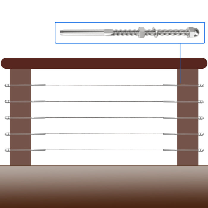 BLIKA 6"  Swage Threaded Stud for 1/8" cable railing