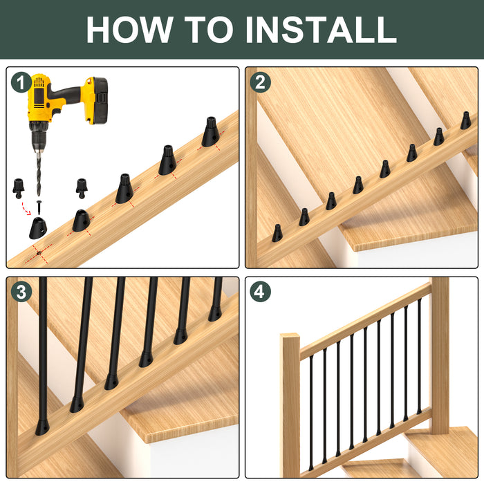BLIKA black 3/4" Adjustable Stair Baluster Connectors