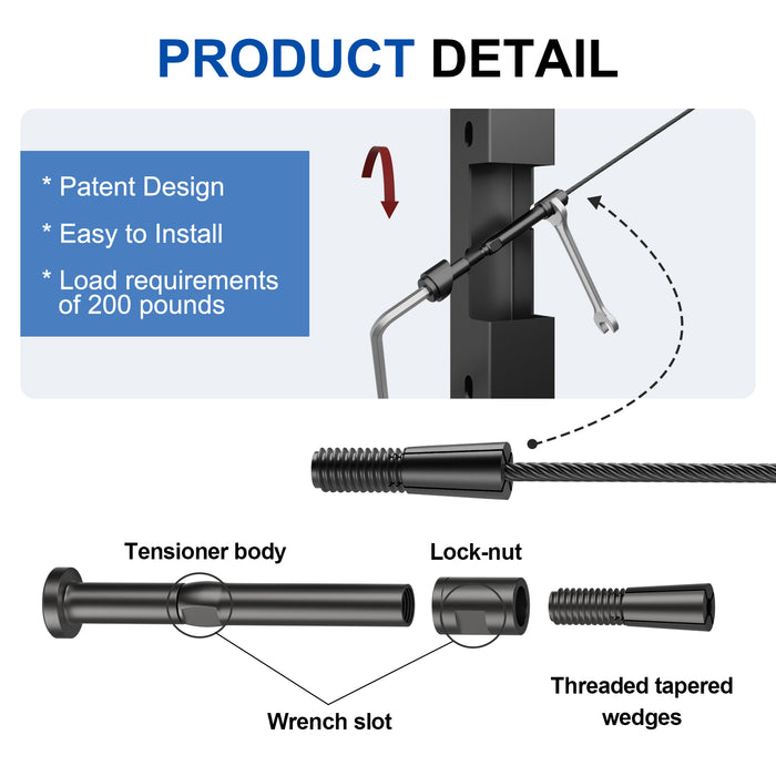 BLIKA Upgraded Black Swageless Cable Fittings for 3/16" Cable Railing