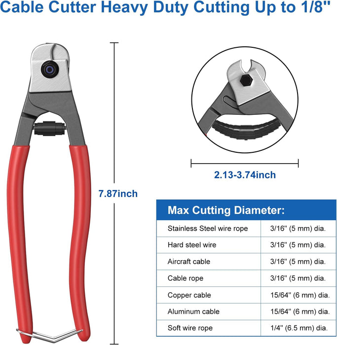 BLIKA 8 Inch Cable Cutter Wire Cutter Up to 1/8" 5/32" Stainless Steel Wire Rope