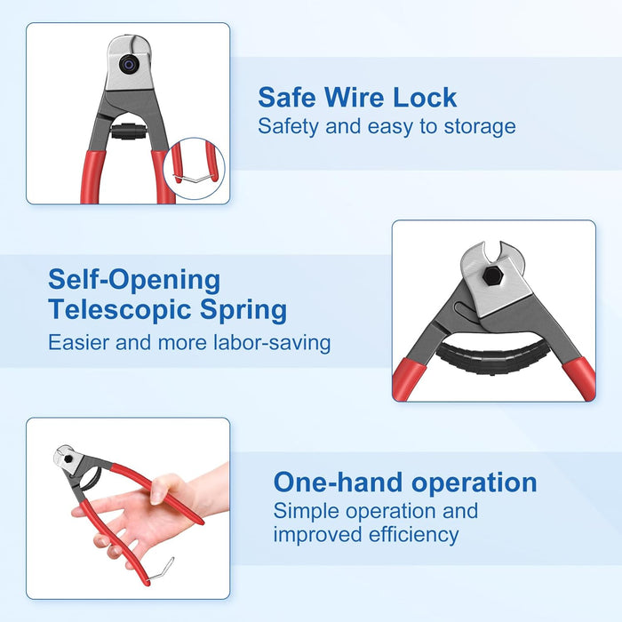 BLIKA 8 Inch Cable Cutter Wire Cutter Up to 1/8" 5/32" Stainless Steel Wire Rope