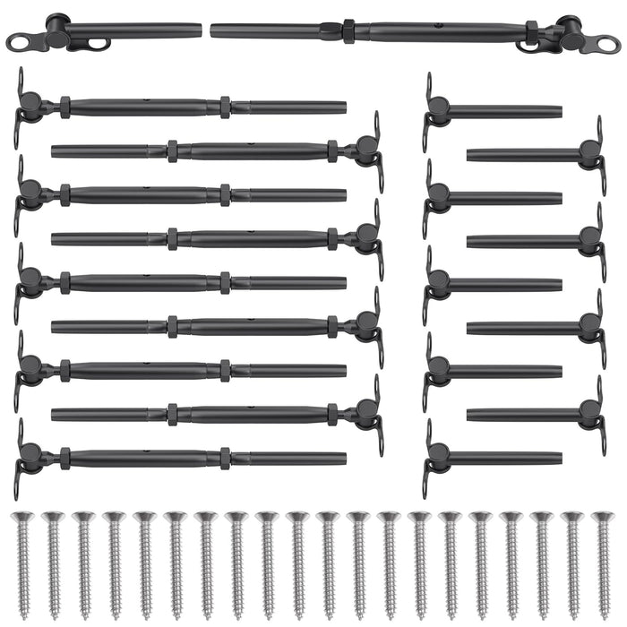 BLIKA Black Adjustable Angle 3/16" Cable Railing Kit for Wood Posts