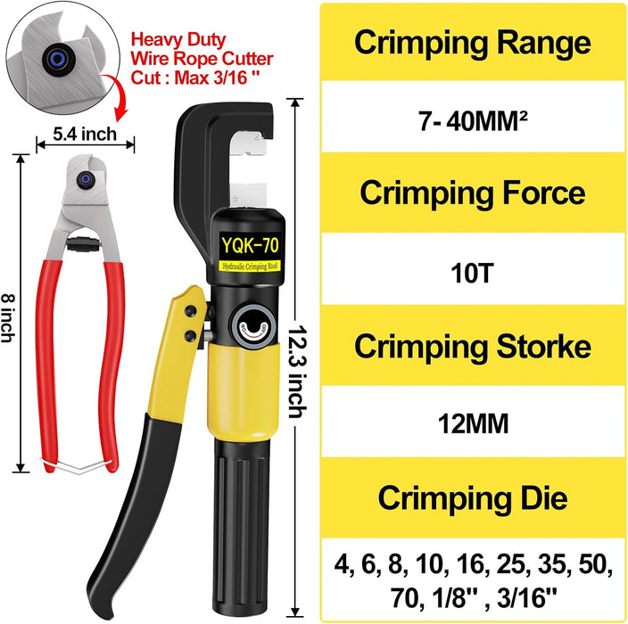 BLIKA 10 Ton Hydraulic Crimping Tool and Cable Cutter