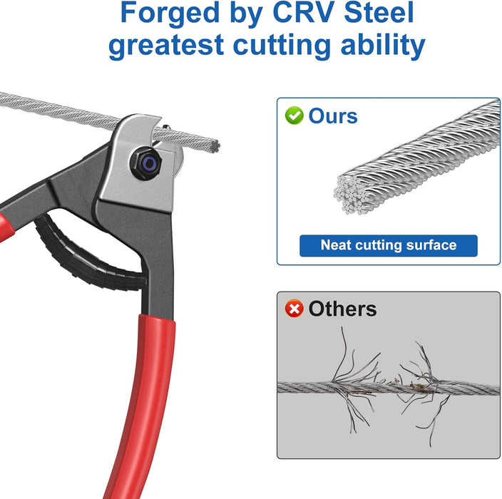 BLIKA 8 Inch Cable Cutter Wire Cutter Up to 1/8" 5/32" Stainless Steel Wire Rope