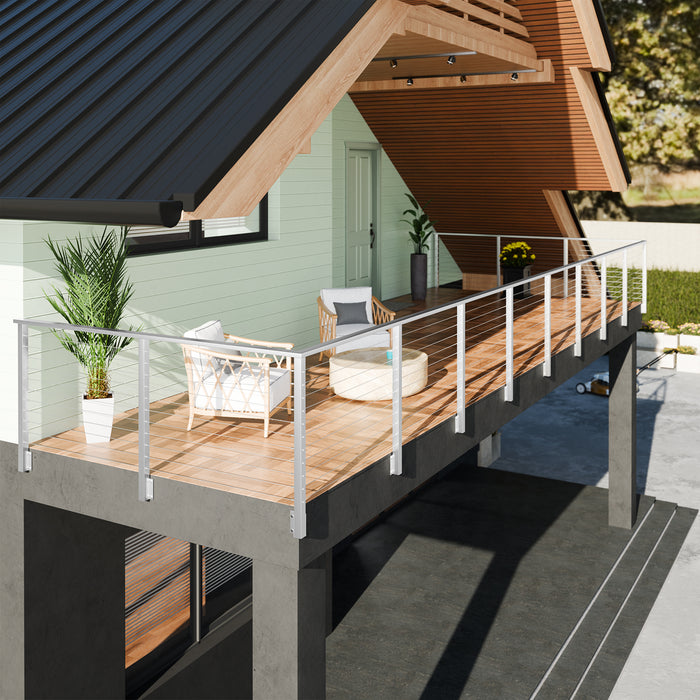 BLIKA 42" Level Drilled Brushed Stainless Side Mount Outer Corner Post