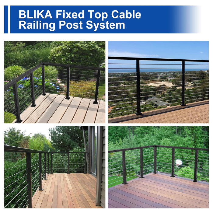 BLIKA 42" Level Drilled Cable Railing Post