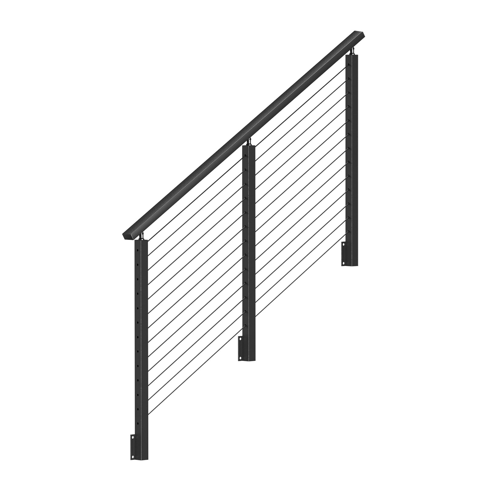 BLIKA 42'' Black Side Mount Stair Cable Railing System DIY Kit (4FT - 20FT, Angle Drilled)