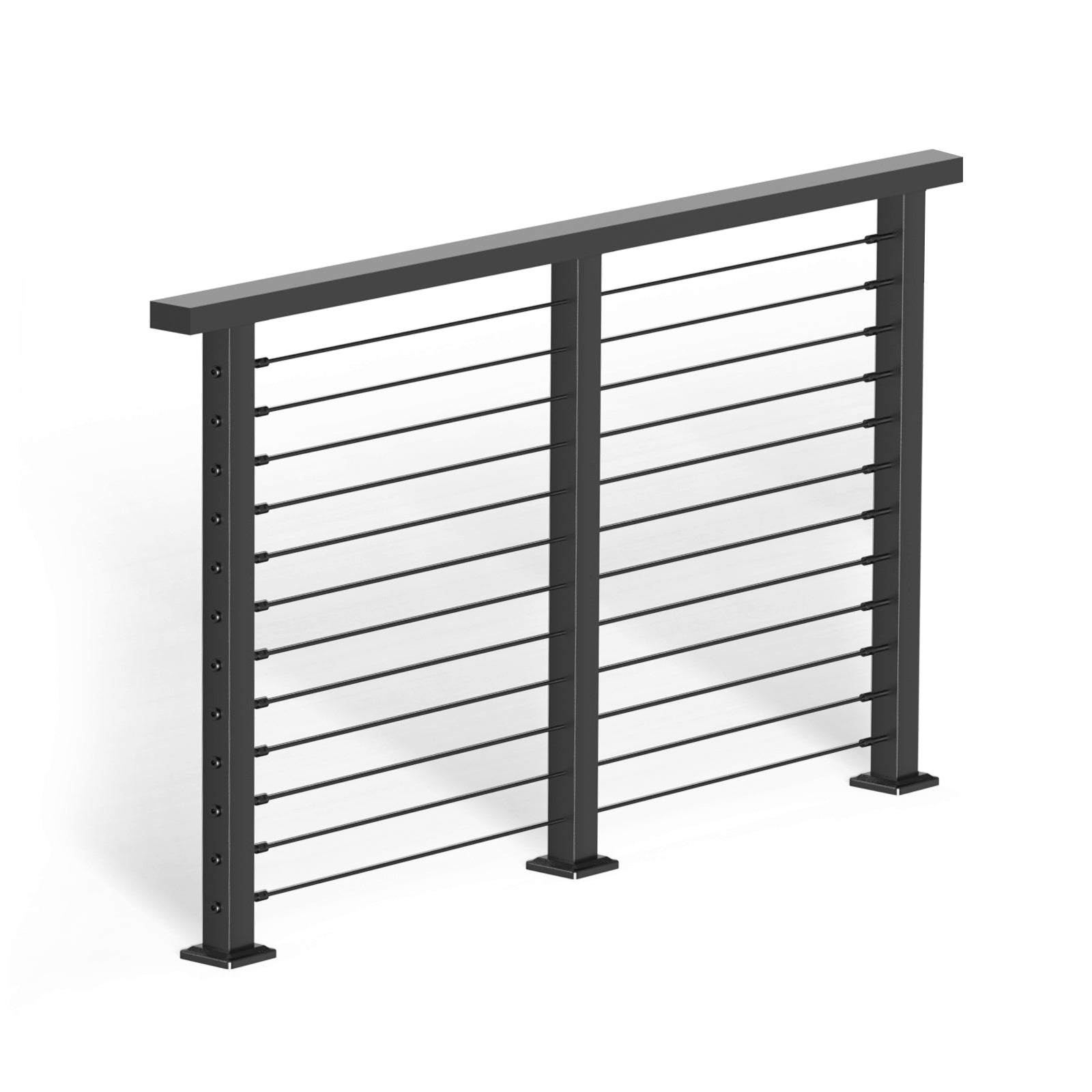 BLIKA 36'' & 42'' Black Surface Mount Cable Railing System DIY Kit (4FT - 28FT, Level Drilled, )