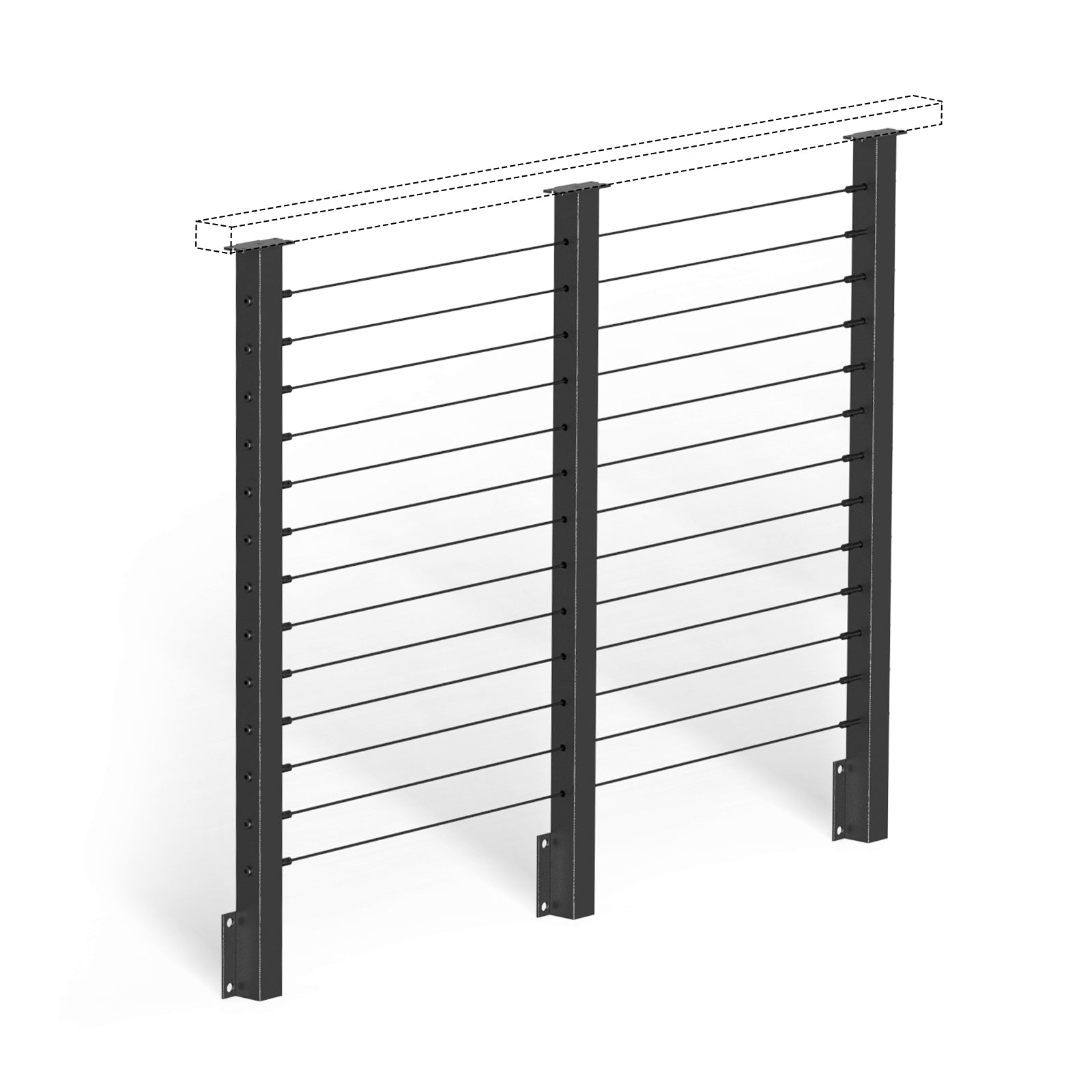 BLIKA 42'' Black Side Mount Cable Railing System DIY Kit (4FT - 20FT,  No Handrail)
