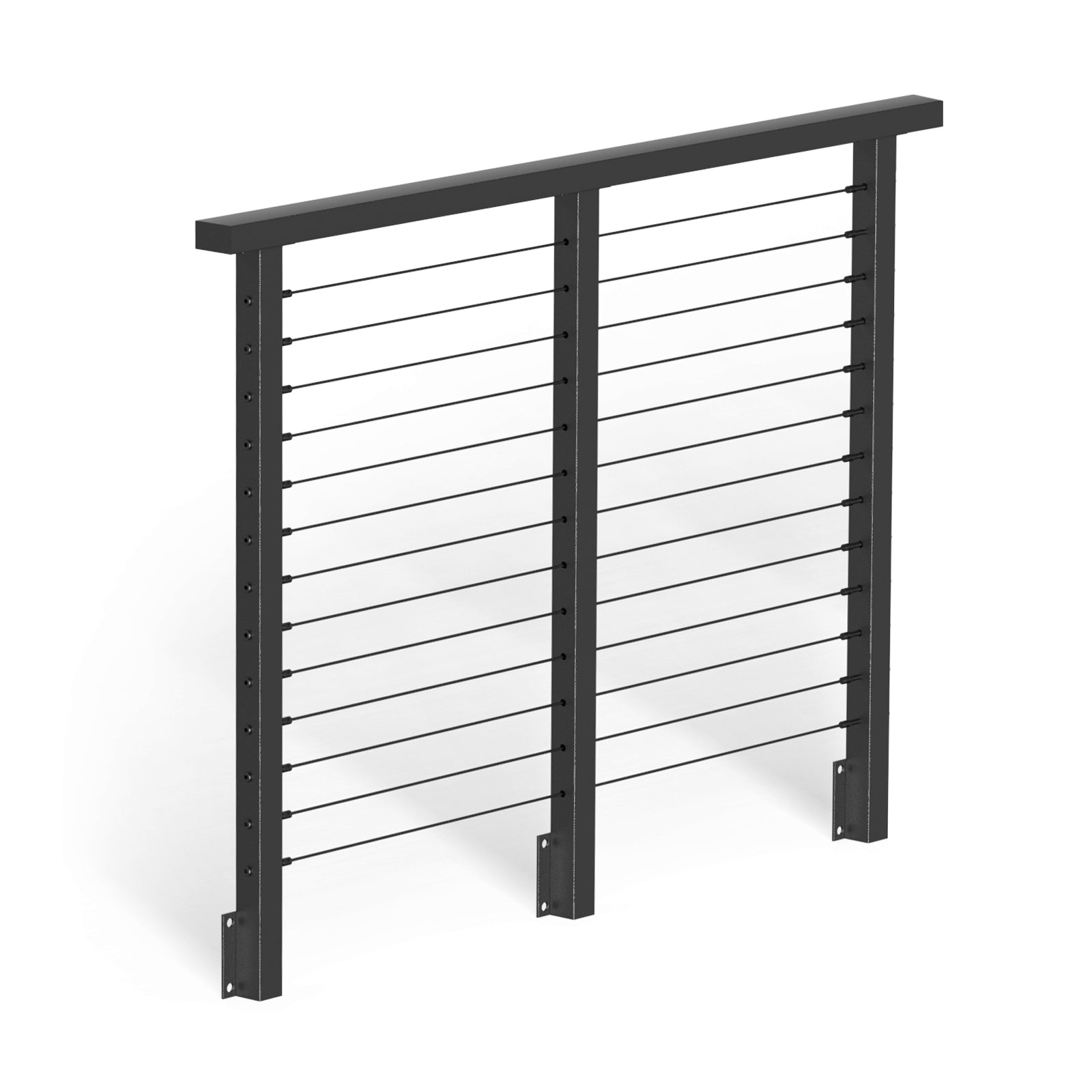 BLIKA 42'' Black Side Mount Cable Railing System DIY Kit (4FT - 20FT, Level Drilled)