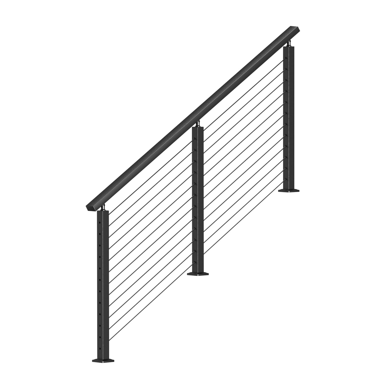 BLIKA 36'' & 42'' Black Surface Mount Stair Cable Railing System DIY Kit (4FT - 20FT, Angled Drilled)