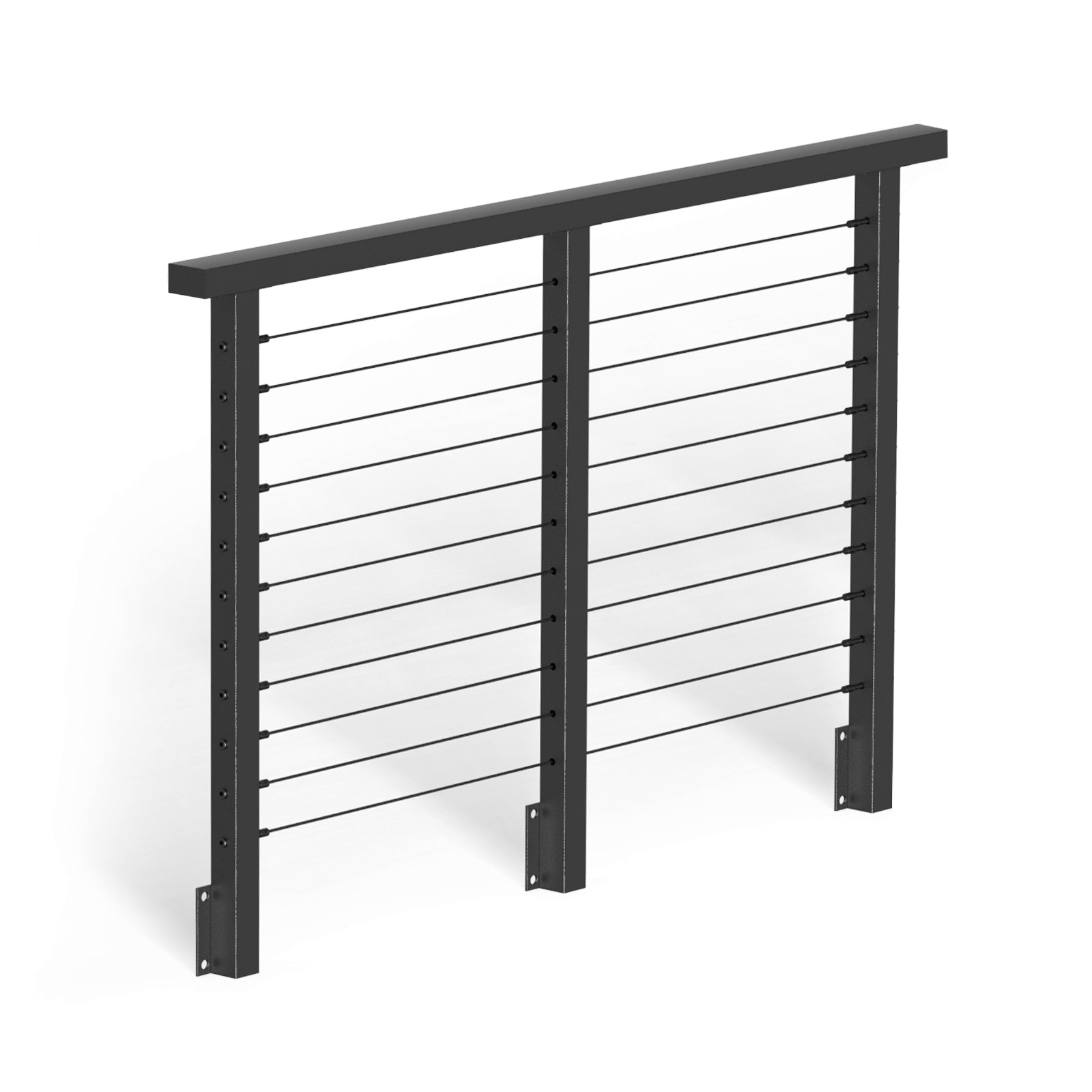 BLIKA 36'' Black Side Mount Cable Railing System DIY Kit (4FT - 28FT, Level Drilled)