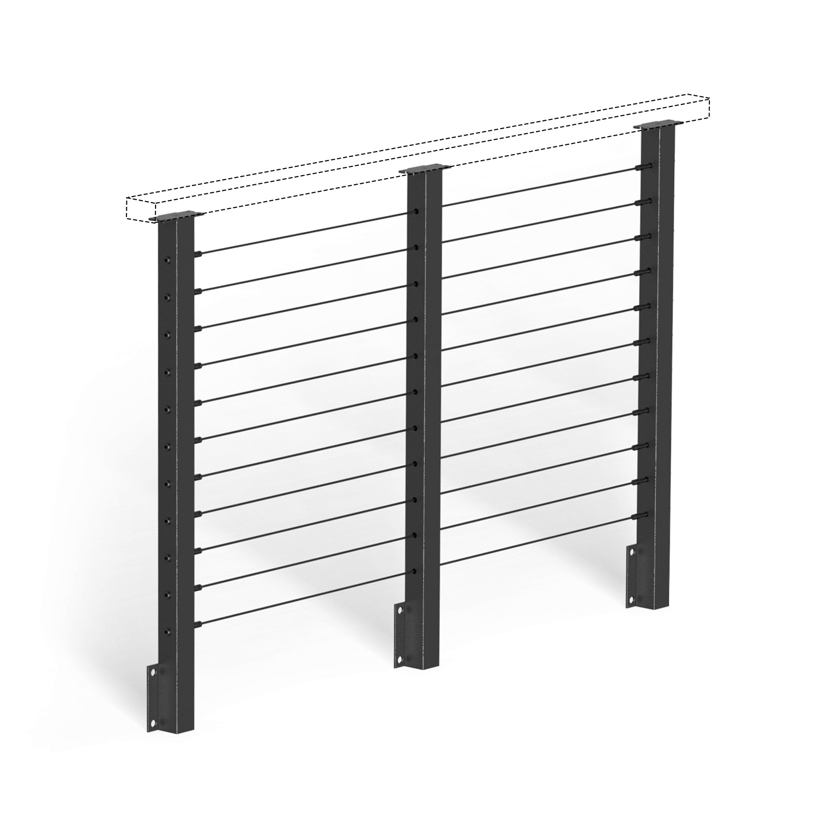 BLIKA 36'' Black Side Mount Cable Railing System DIY Kit (4FT - 20FT,  No Handrail)