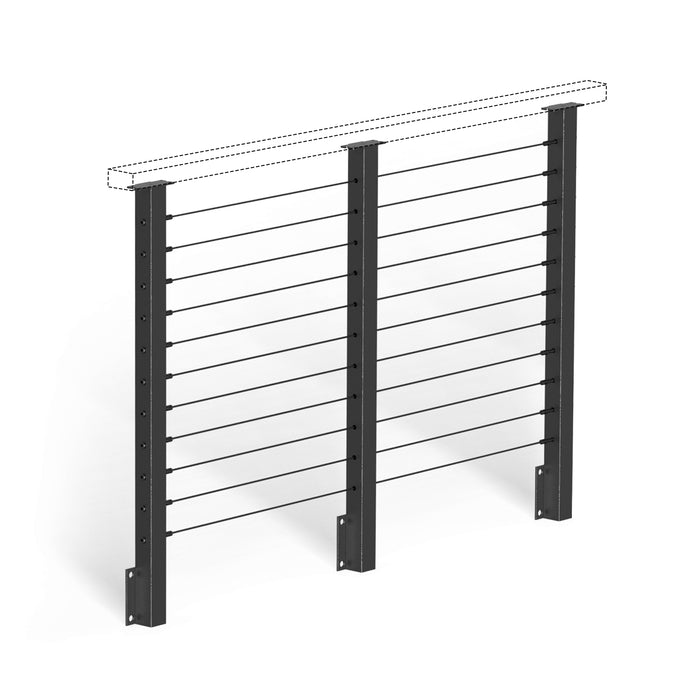 BLIKA 36'' Black Side Mount Cable Railing System DIY Kit (4FT - 20FT,  No Handrail)