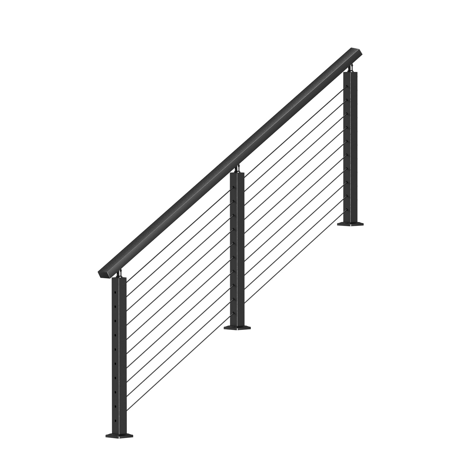 BLIKA 36'' & 42'' Black Surface Mount Stair Cable Railing System DIY Kit (4FT - 20FT, Angled Drilled)