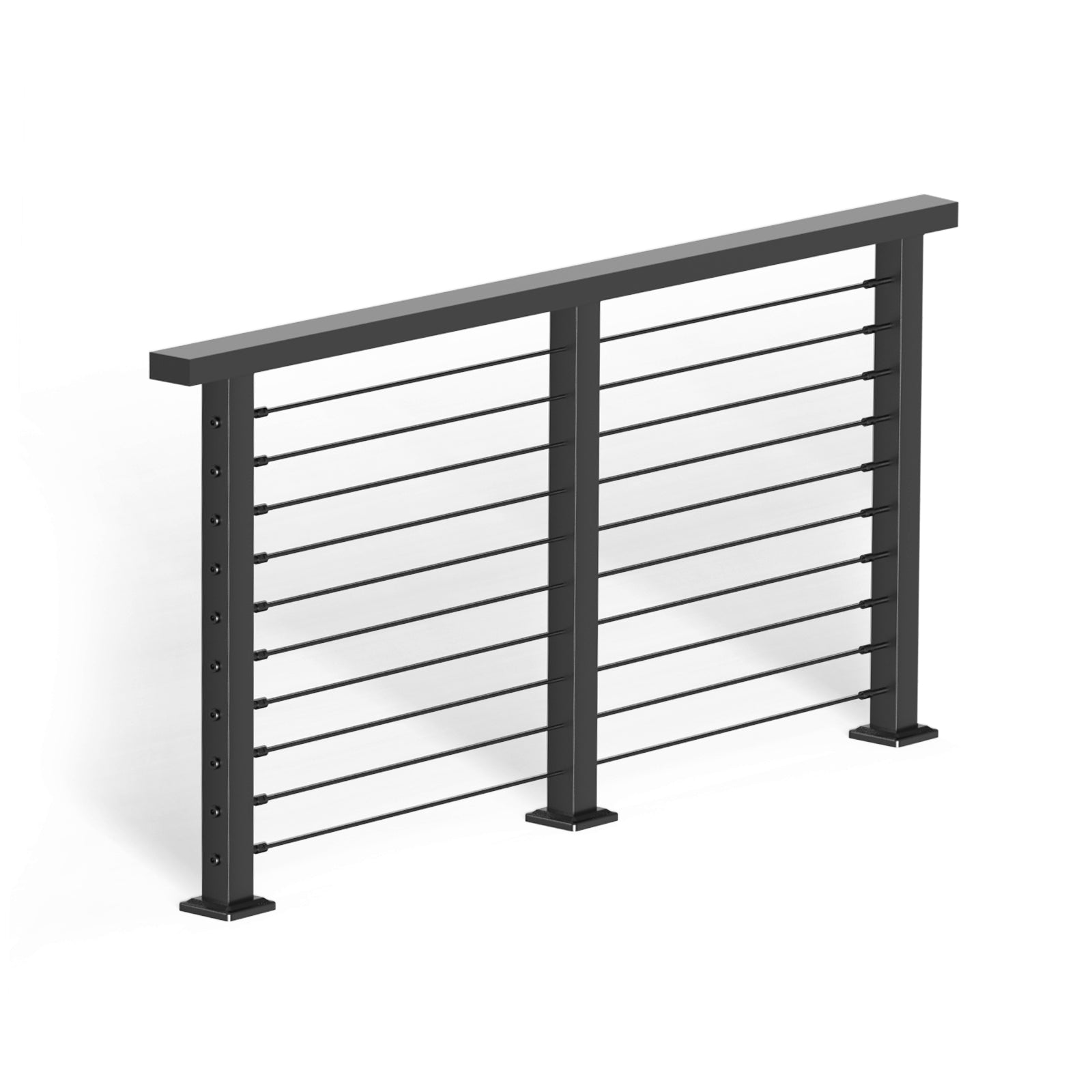 BLIKA 36'' & 42'' Black Surface Mount Cable Railing System DIY Kit (4FT - 28FT, Level Drilled, )