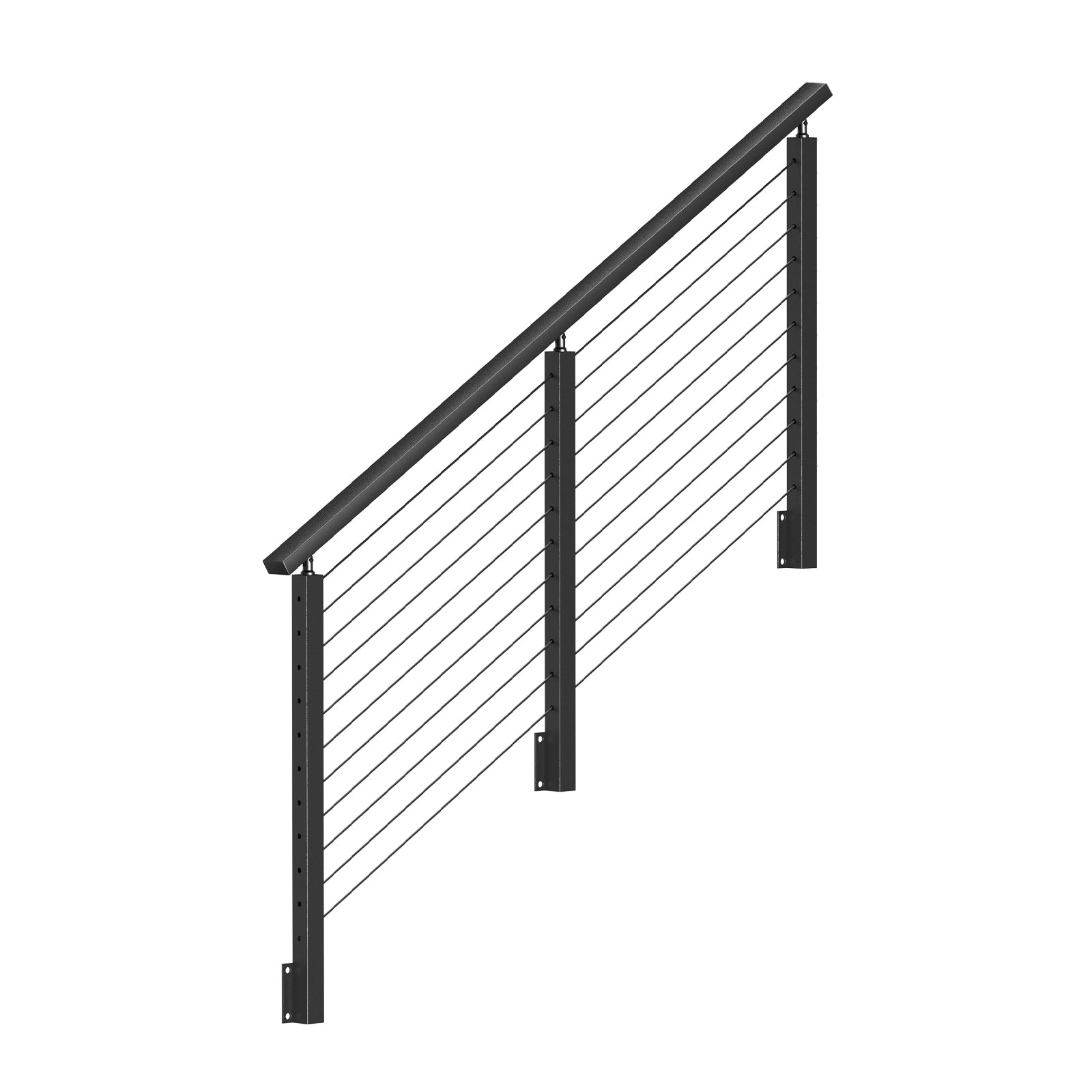 BLIKA 36'' Black Side Mount  Stair Cable Railing System DIY Kit (4FT - 20FT, Angled Drilled)