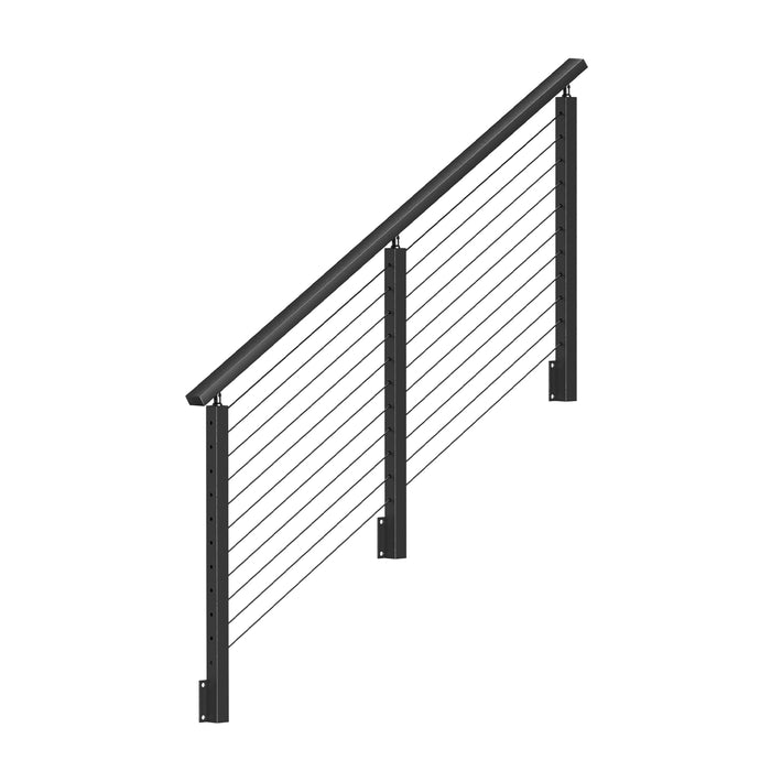 BLIKA 36'' Black Side Mount  Stair Cable Railing System DIY Kit (4FT - 20FT, Angled Drilled)