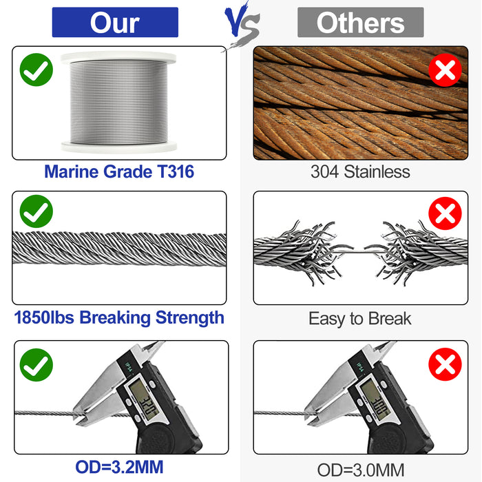 BLIKA 1/8" T316 Stainless Steel Cable