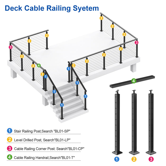 BLIKA 36" Cable Railing Corner Post