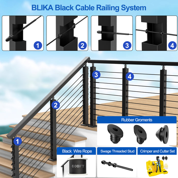 BLIKA 36" Cable Railing Corner Post