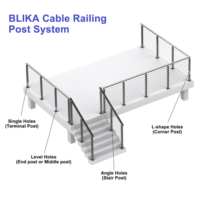 BLIKA 36" Cable Railing Corner Post
