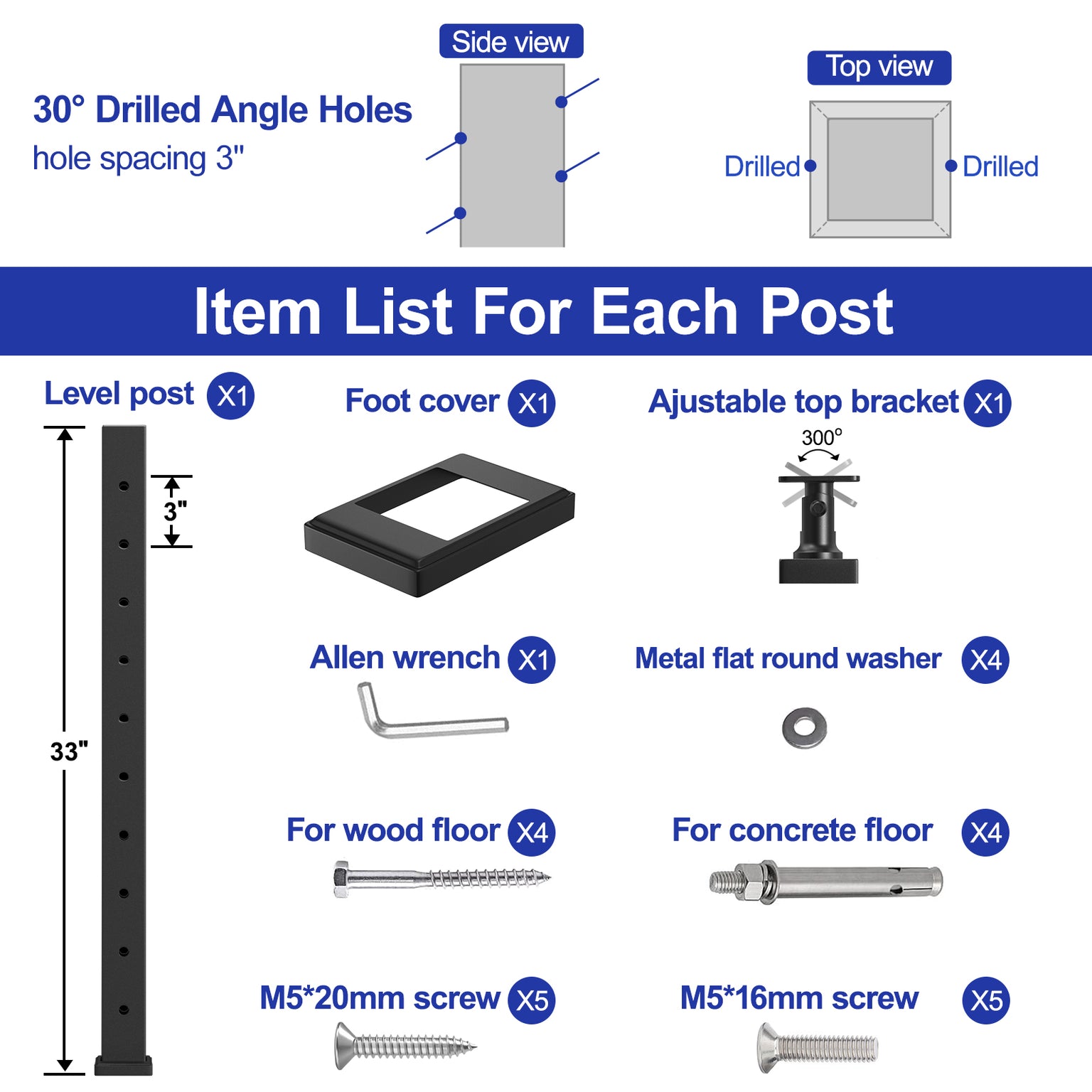 Blika Official Store | Metal Cable Railing Posts — BLIKA