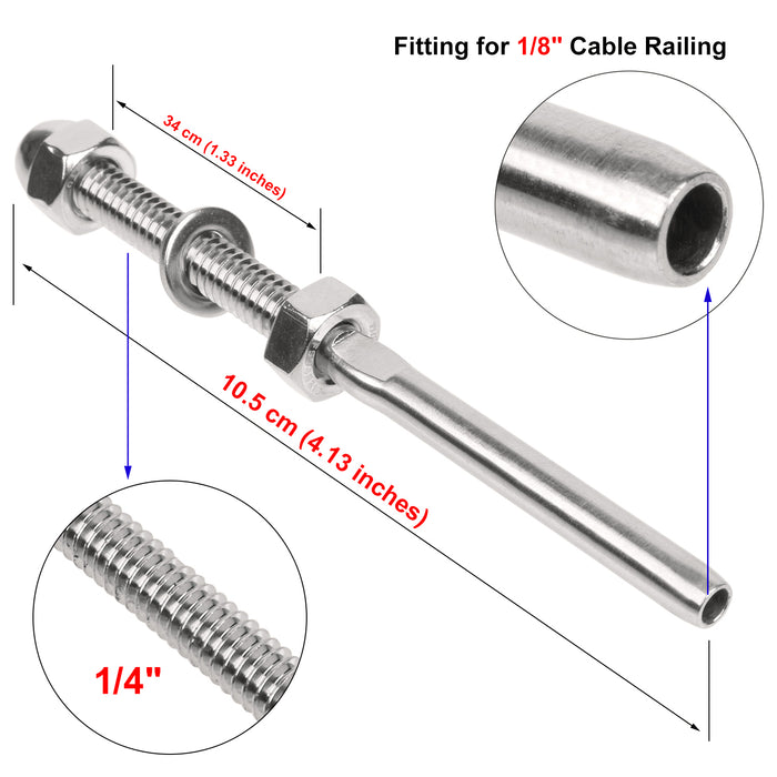 BLIKA Swage Shreaded Stud for 1/8" cable railing