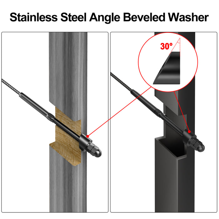 BLIKA 1/4" ID Black 30° Angle Beveled Washers