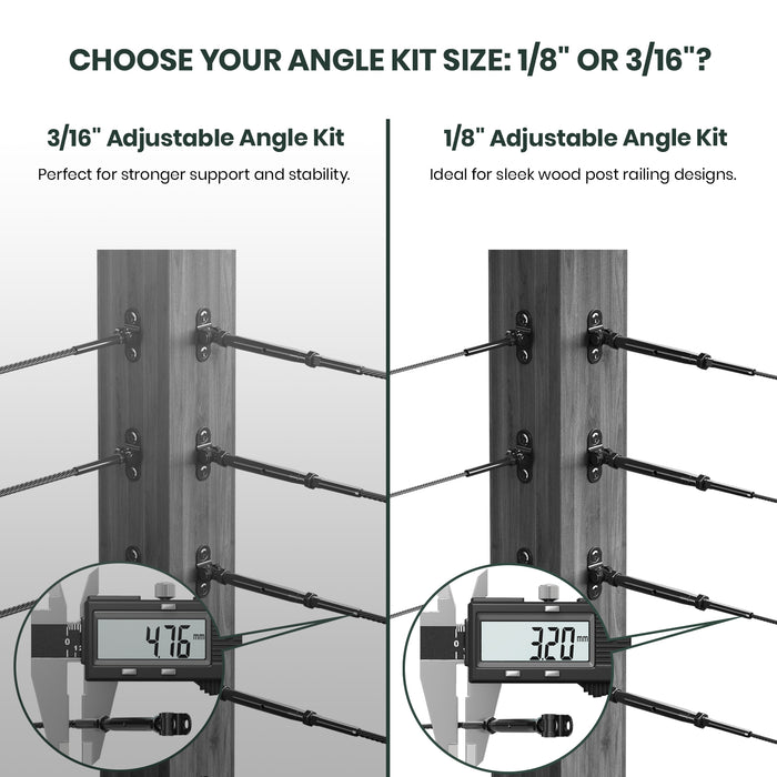BLIKA Black 1/8" & 3/16" Adjustable Angle Kit T316 For Wood Post