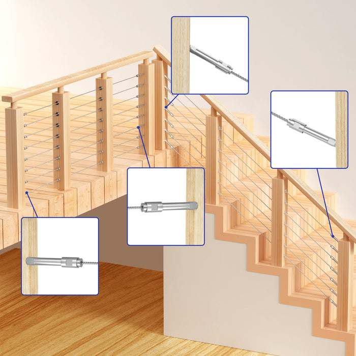 BLIKA Swageless Lag Screws Left & Right For 1/8" Cable Railing