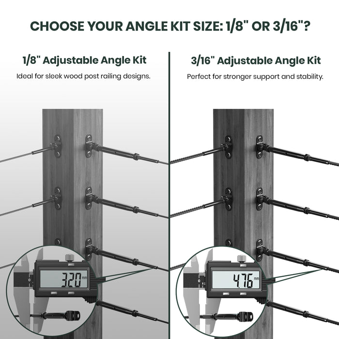 BLIKA Black 1/8" & 3/16" Adjustable Angle Kit T316 For Wood Post