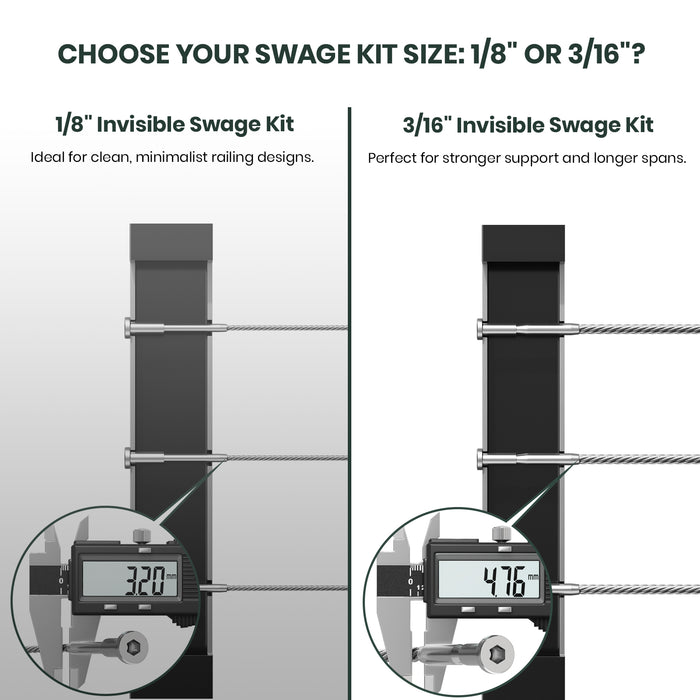 BLIKA 1/8" &3/16" Invisible Swage Kit For Metal&Wood Post