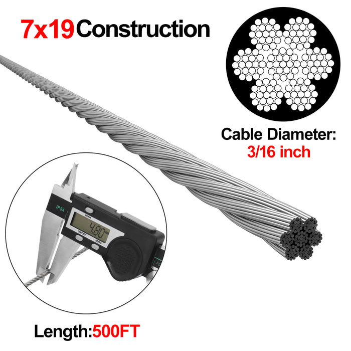 BLIKA 3/16" T304 Stainless Steel Cable