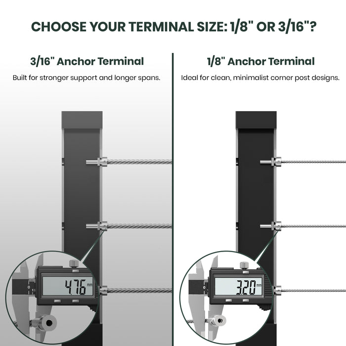 BLIKA Patented 1/8" & 3/16" Anchor Terminal T316 For Corner Posts