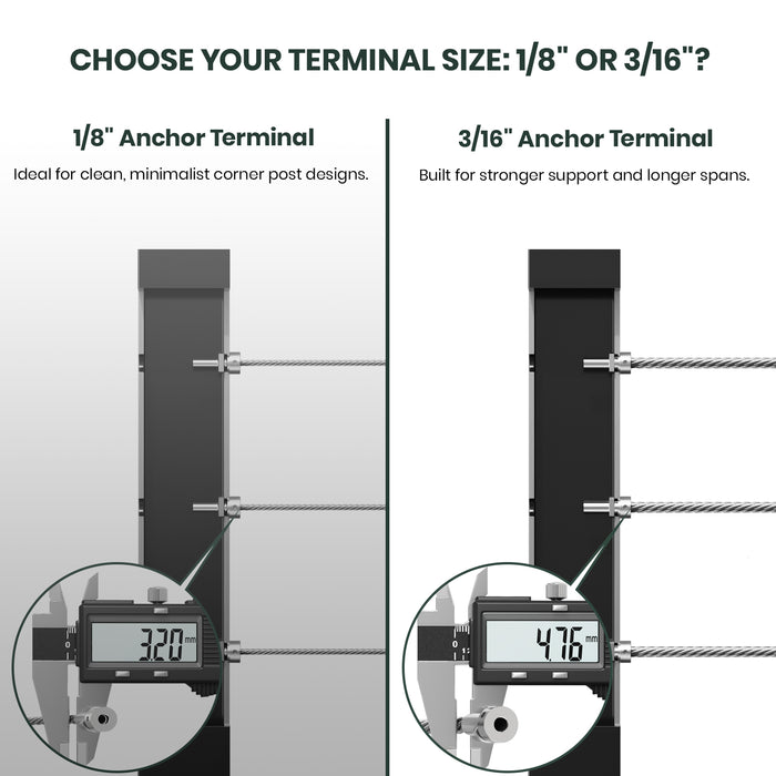 BLIKA Patented 1/8" & 3/16" Anchor Terminal T316 For Corner Posts