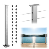 BLIKA 36" Brushed Stainless Steel Pre-Drilled Cable Railing Post for Level Runs