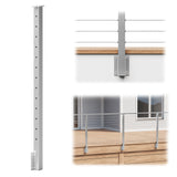 BLIKA 42" Brushed Stainless Steel Level Drilled Side Mount Post