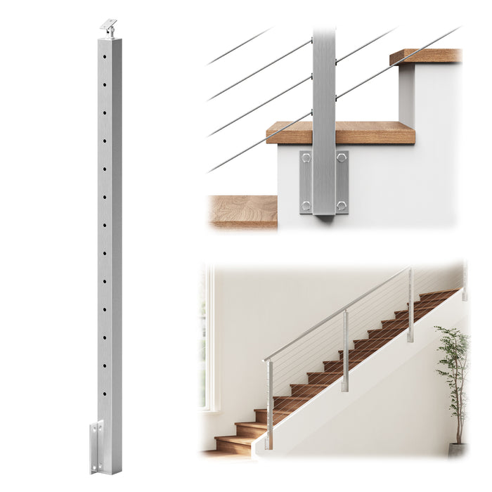BLIKA 42" Brushed Stainless Steel Angle Drilled Side Mount Post