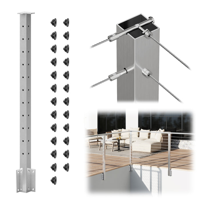 BLIKA 36" Level Drilled Brushed Stainless Side Mount Inner Corner Post