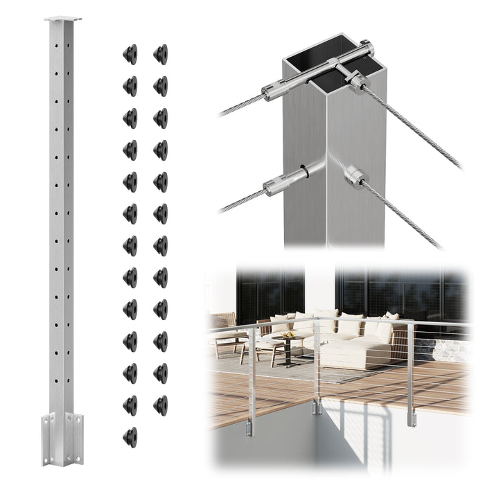 BLIKA 42" Level Drilled Brushed Stainless Side Mount Inner Corner Post