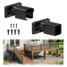 Black aluminum stair railing connector kit for outdoor deck and porch stairs, 0-40 degree adjustable pivot.