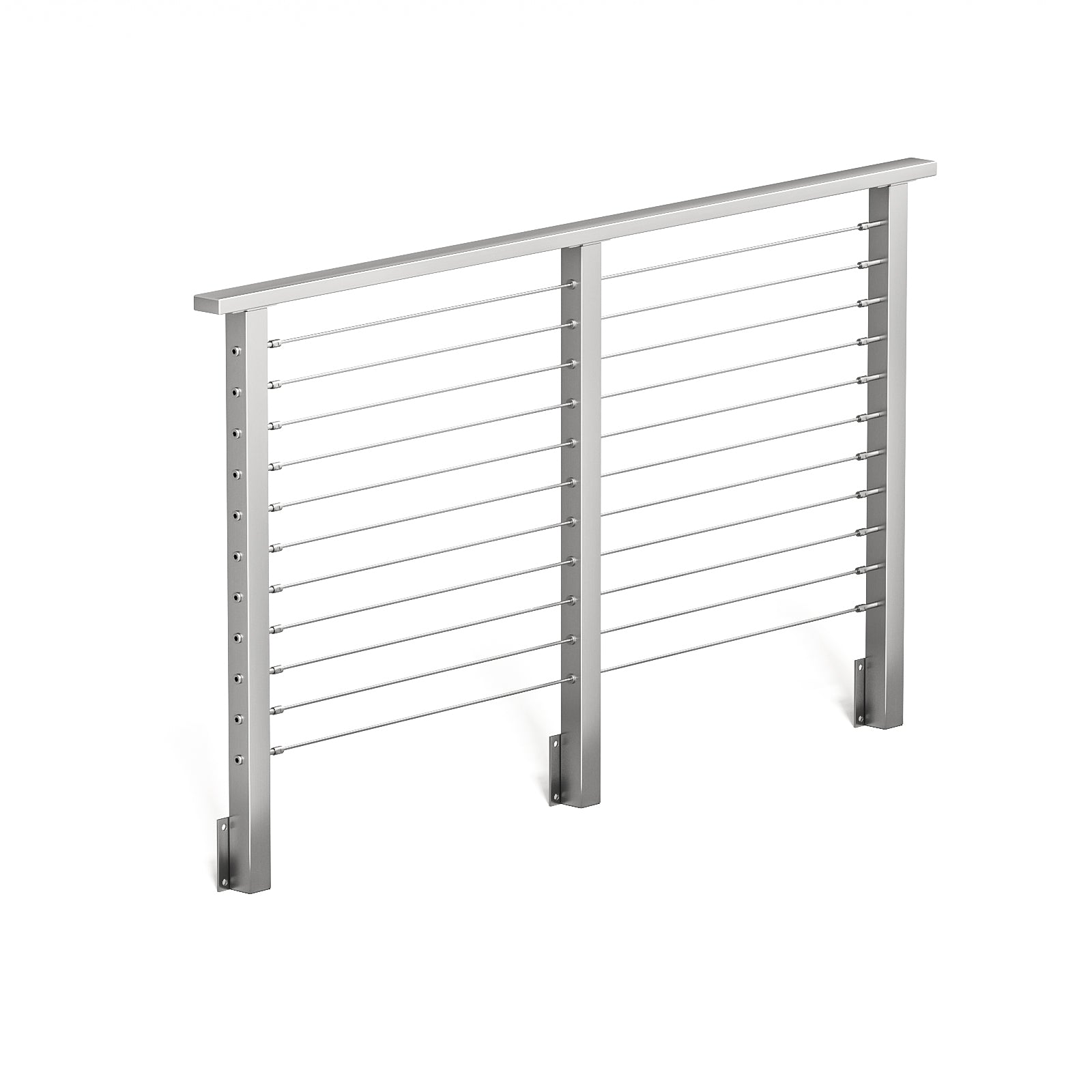 BLIKA 36'' & 42'' Brushed Stainless Steel Side Mount Cable Railing System DIY Kit (4FT - 28FT, Level Drilled)