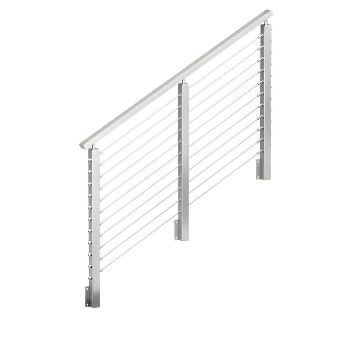 BLIKA 36'' & 42''  Brushed Stainless Steel Side Mount  Stair Cable Railing System DIY Kit (4FT - 20FT, Angled Drilled)