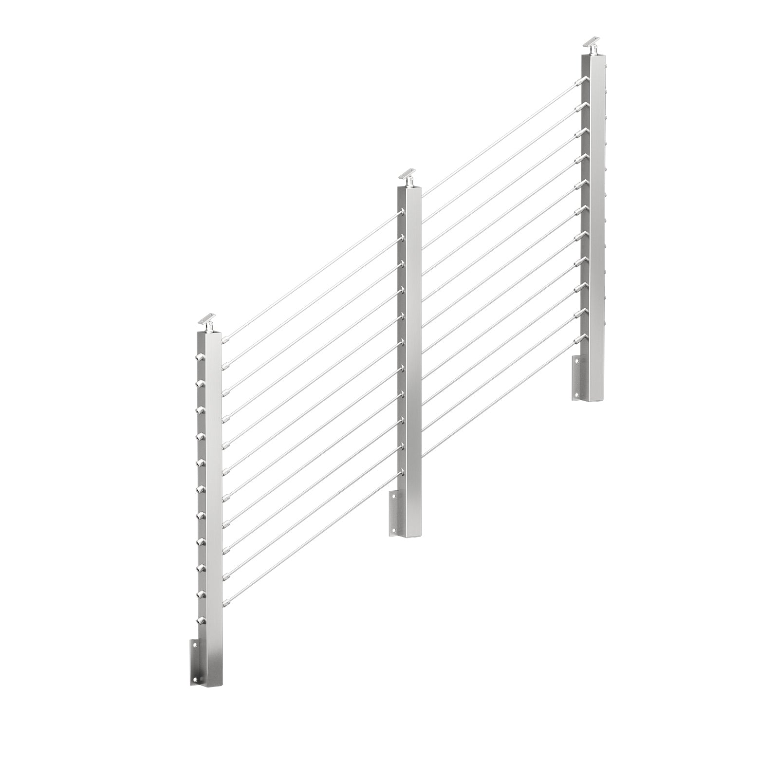 BLIKA 36'' & 42'' Brushed Stainless Steel Side Mount Stair Cable Railing System DIY Kit (4FT - 20FT,  No Handrail)