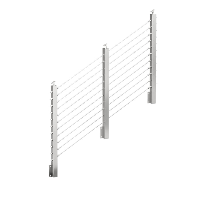 BLIKA 36'' & 42'' Brushed Stainless Steel Side Mount Stair Cable Railing System DIY Kit (4FT - 20FT,  No Handrail)