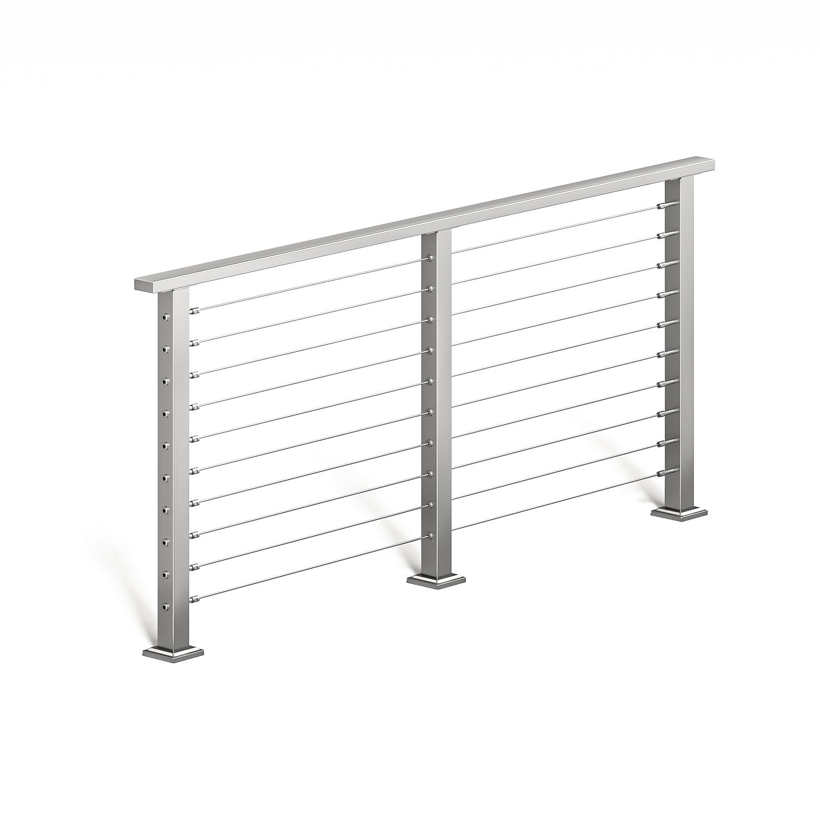 BLIKA 36'' & 42'' Brushed Stainless Steel Surface Mount Cable Railing System DIY Kit (4FT - 28FT, Level Drilled, )