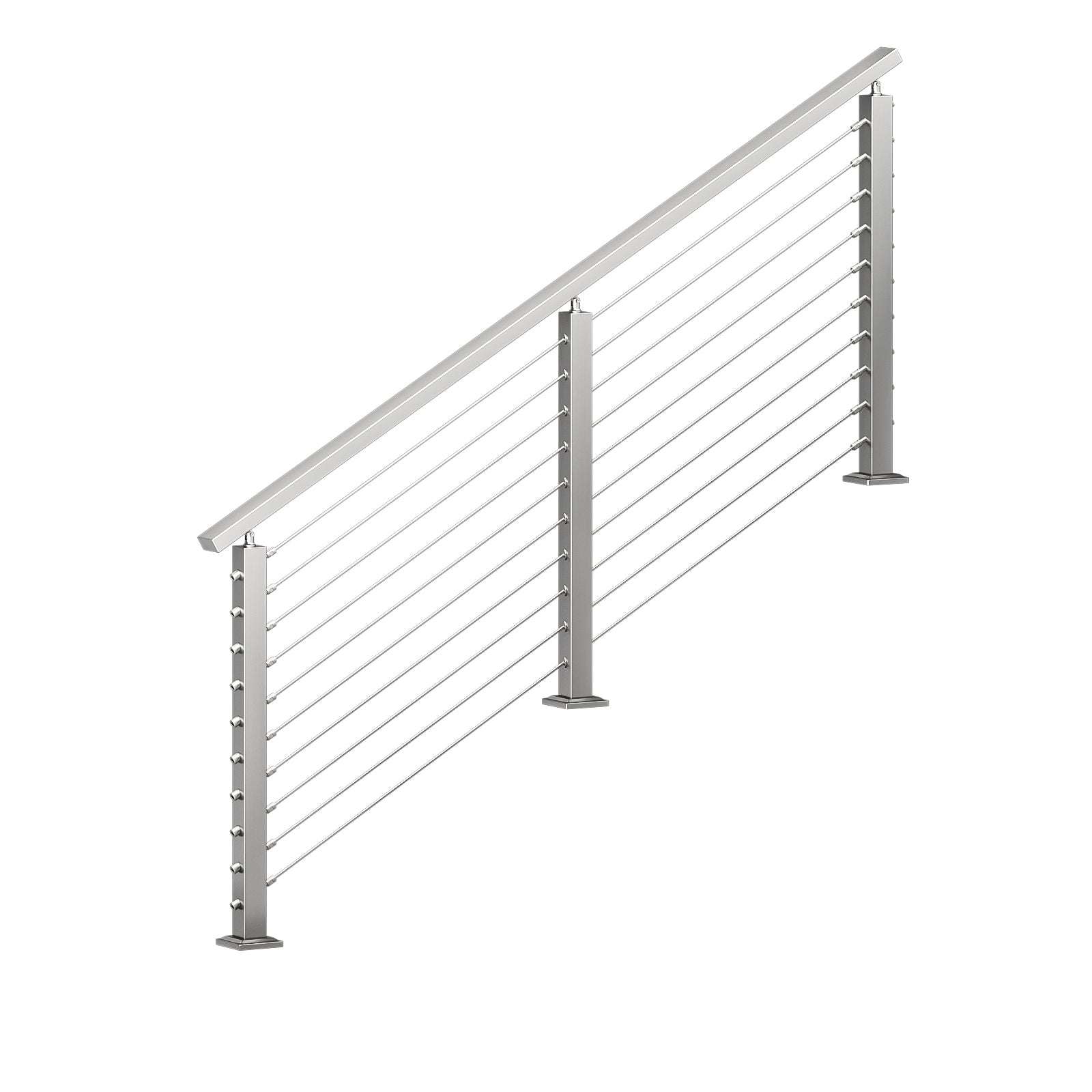 BLIKA 36'' & 42'' Brushed Stainless Steel Surface Mount Stair Cable Railing System DIY Kit (4FT - 20FT, Angled Drilled)