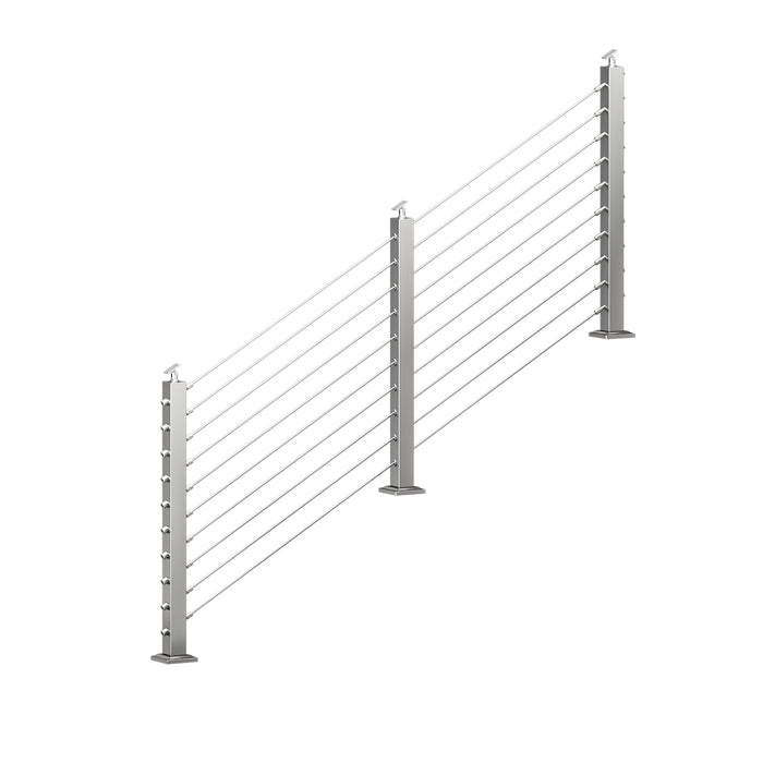 BLIKA 36'' & 42''  Brushed Stainless Steel Surface Mount Stair Cable Railing System DIY Kit (4FT - 20FT, Angled Drilled, No Handrail)