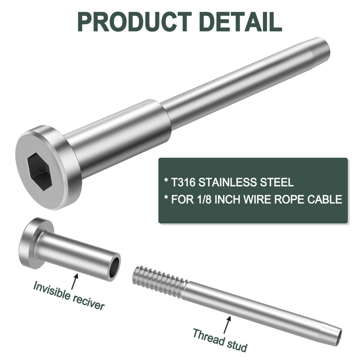 Steel Cable Railing Kit Wire Railing 316 Stainless Fit 1/8 Cable Steel Cable Railing Kit Wire Railing 316 Stainless Fit 1/8 Cable